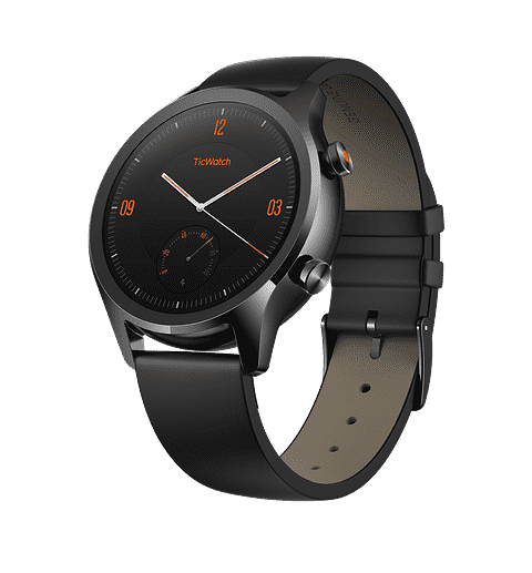 Mustassa ja platinanvärisessä TicWatch C2:ssa on ruusukultaista leveämpi rannehihna, mikä kannattaa ottaa huomioon ostopäätöstä tehdessä.