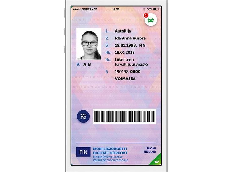 Autoilija-sovelluksen mobiiliajokortti.