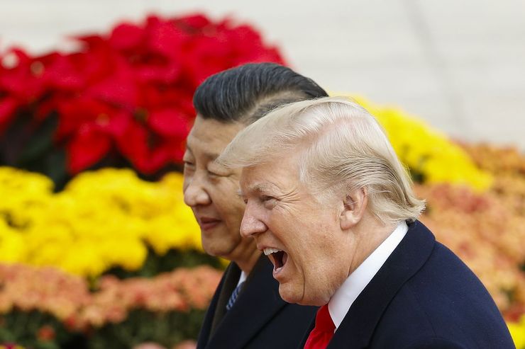 Kiinan presidentti Xi Jinping ja Yhdysvaltojen presidentti Donald Trump viime vuonna.