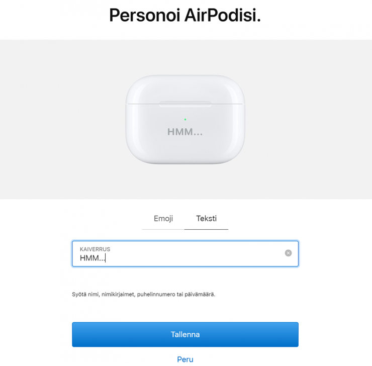 Kaiverruksen suunnittelu Applen verkkokaupassa on helppoa.
