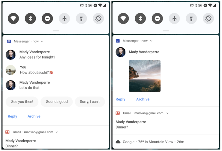 Ilmoitukset monipuolistuvat jälleen uusin tavoin Android Piessa.