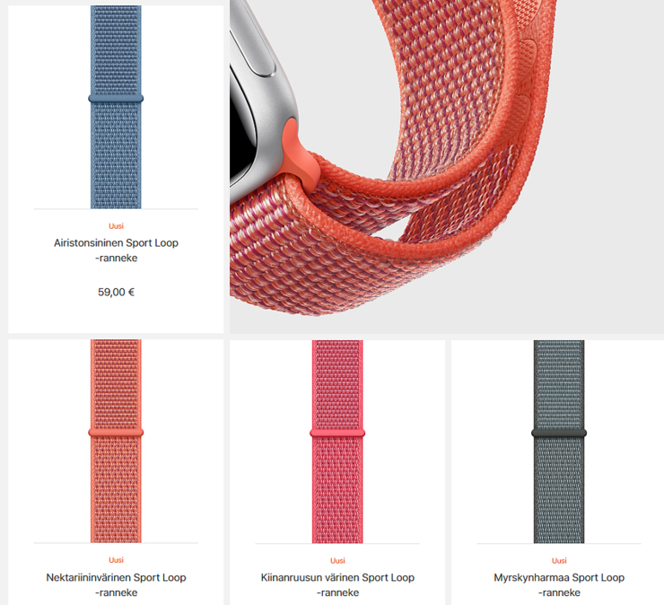 Uudet nailonista valmistetut Sport Loop -rannekkeet.