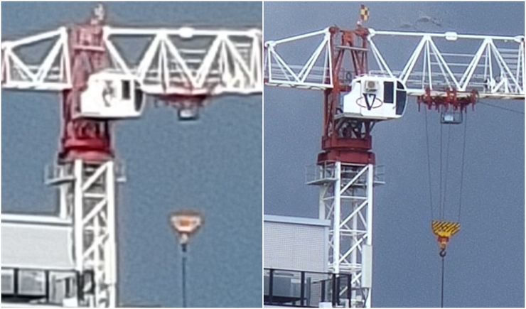 5x-zoom kuvista jälkikäteen rajattuna, yhteensä noin 30x-tason verran lähennystä. Vasemmalla OnePlus Nord, oikealla OnePlus 8 Pro. Pienet yksityiskohdat puuttuvat jo täysin Nordin kuvasta.