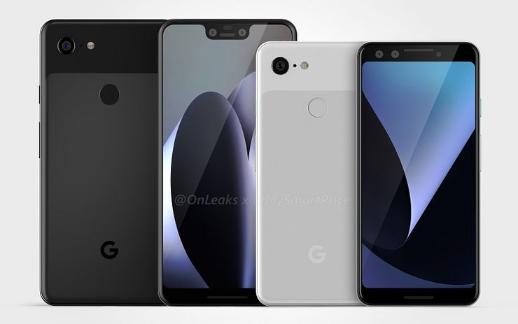 Google Pixel 3 XL ja Pixel 3, OnLeaksin yhdessä MySmartPrice-sivuston kanssa julkaisema kuva.