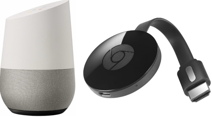 Google Home -älykaiutin ja Chromecast.