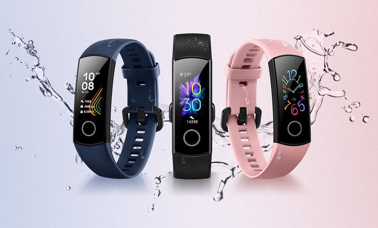 Honor Band 5:n kolme eri värivaihtoehtoa.