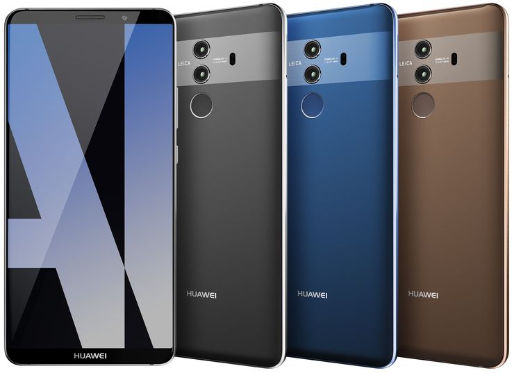 Huawei Mate 10 Pron kolme eri värivaihtoehtoa.