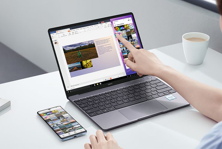 Huawei MateBook 13″ (2020). Uudet Huawei-läppärit tukevat myös Huawei Share -ominaisuuksia.