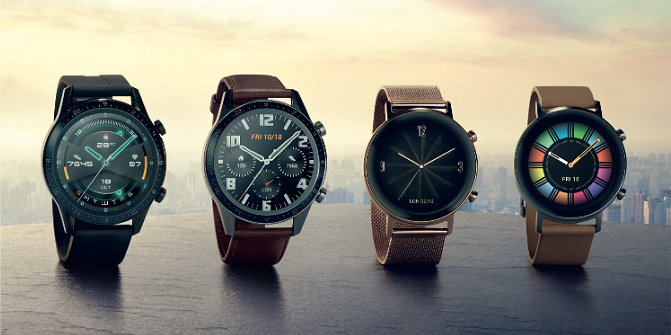 Huawei Watch GT 2:n kaksi kokovaihtoehtoa. Huawein omia rannekkeita tulee saatavilla kahdeksan erilaista.