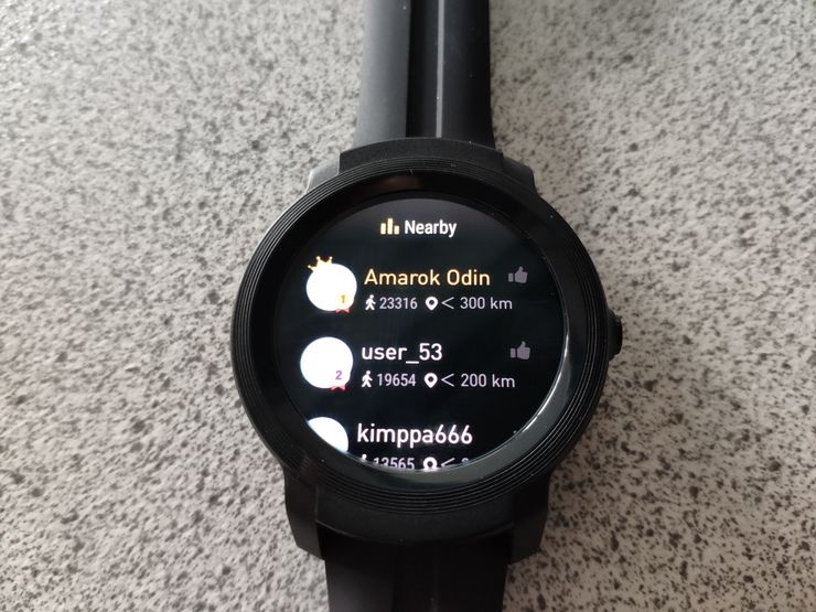 TicRankingin avulla voi haastaa lähialueen TicWatch-käyttäjät askelluskilpaan.