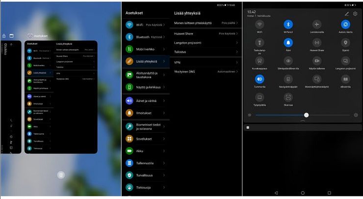EMUI 10.1 on tuttu Huawei-älypuhelimilta. Kuvakaappauksia käyttöliittymästä.