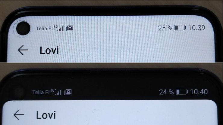 Näytön kamerareiän voi piilottaa niin halutessaan.