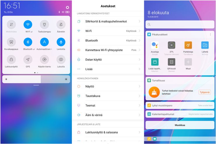 Xiaomi Mi 9T:n MIUI 10 muistuttaa hieman Applen iOS:ää.
