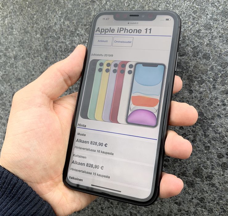 iPhone 11 on varustettu edelleen iPhone XR:n kanssa samanlaisella 6,1 tuuman LCD-näytöllä.
