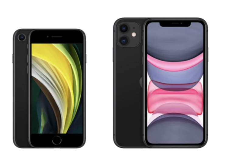iPhone SE ja iPhone 11.