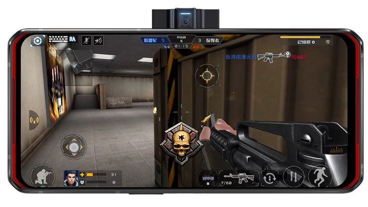 Etukamera nousee esiin Legion Phone Duelin pidemmältä kyljeltä.
