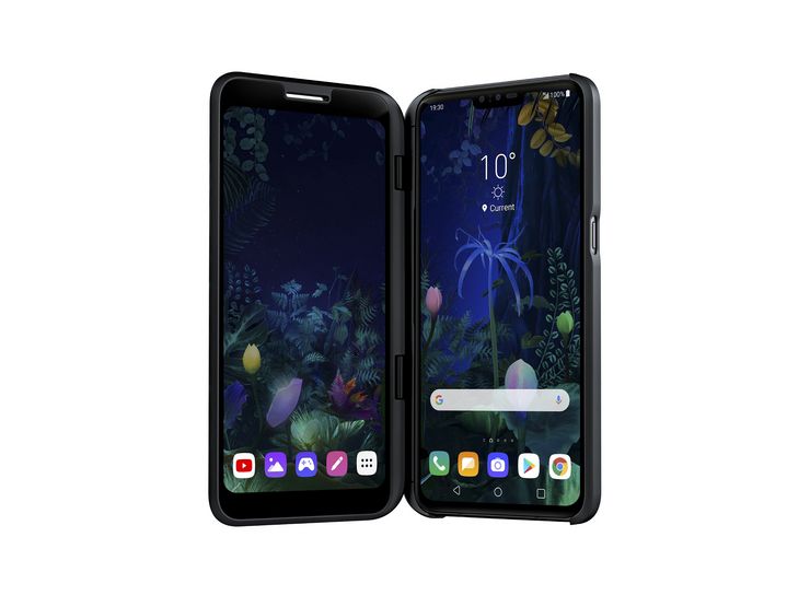 LG V50 ThinQ 5G lisänäyttökuoren kanssa.