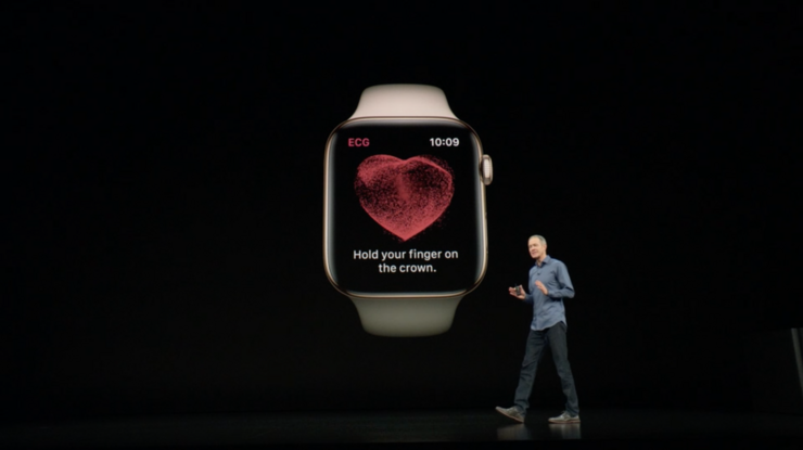 Apple Watch Series 4:ssä on EKG-mittari.