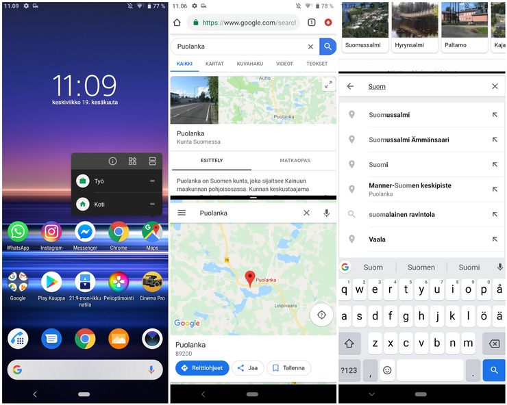 Moniajon aloittaminen Xperia 1:llä on nopeaa, sen toiminta sujuvaa, eikä näyttötilastakaan ole pulaa.