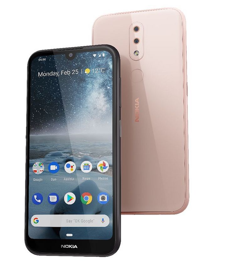 Nokia 4.2 on saatavilla kahtena värivaihtoehtona, mustana ja pinkkinä (Pink Sand).
