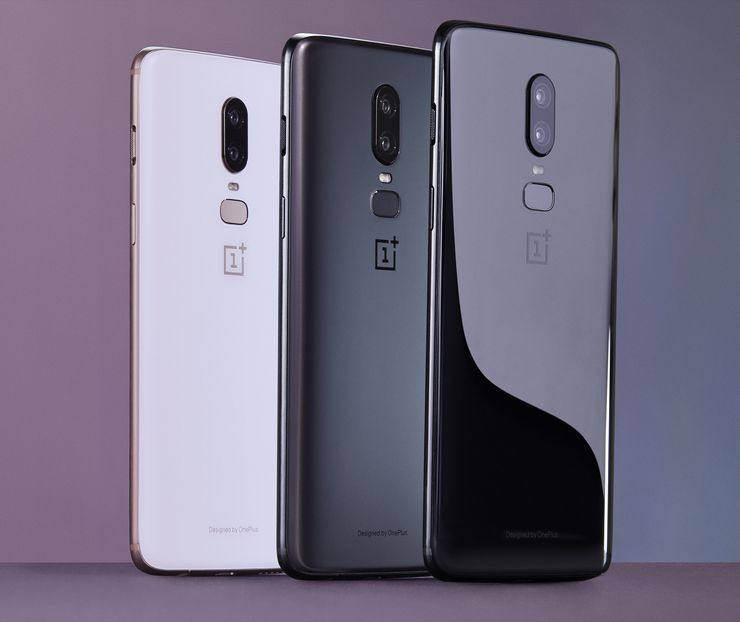 OnePlus 6:n kolme eri värivaihtoehtoa.