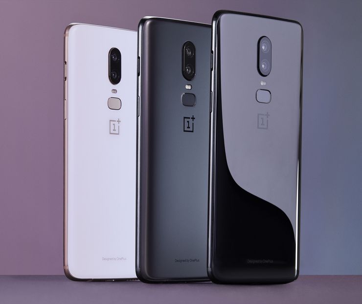 OnePlus 6:n kolme eri värivaihtoehtoa.