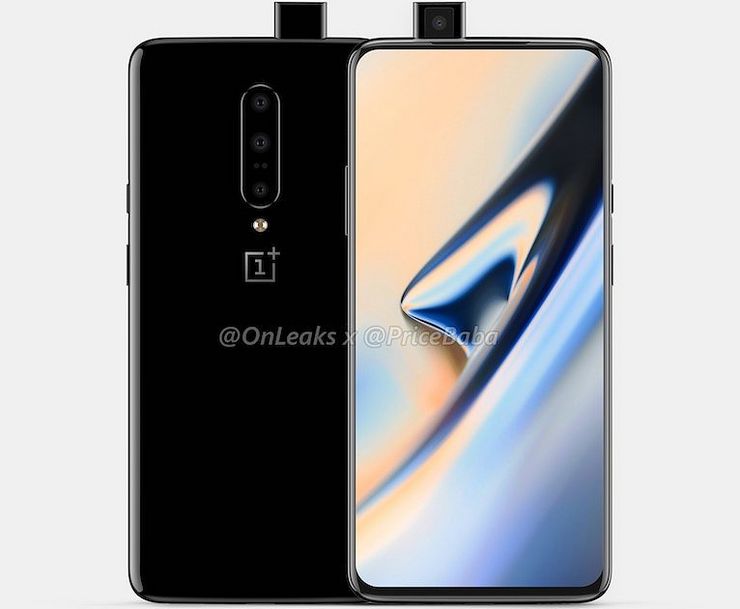 Mahdollinen OnePlus 7 Pro. OnLeaksin aiemmin Pricebaban kanssa julkaisema kuva.