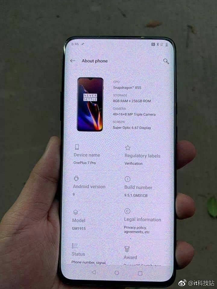 OnePlus 7 Pro? Kuvavuoto kiinalaisen Weibo-palvelun kautta.