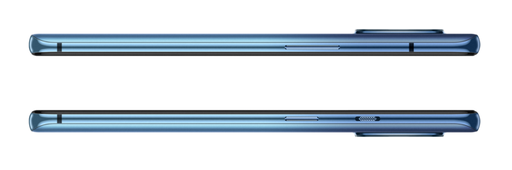 OnePlus 7T kyljiltä. Virtapainike, hiljennyskytkin ja äänenvoimakkuuspainikkeet kaikki tutuilla paikoillaan.