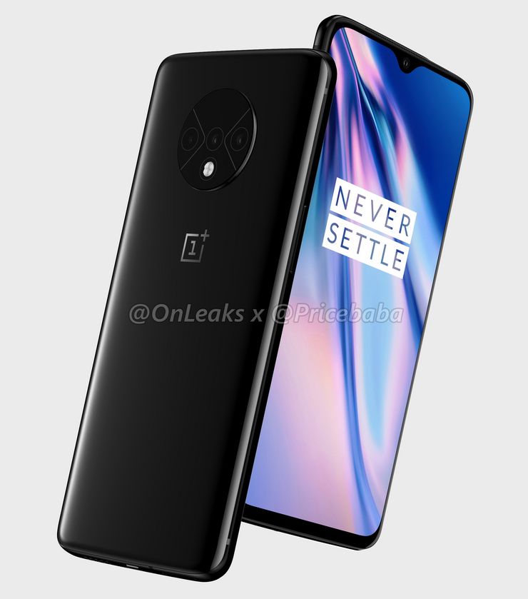 OnePlus 7T -mallinnos. Kuva: OnLeaks / Pricebaba.
