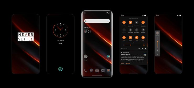 McLaren-teema näkyy OnePlus 7T Pro McLaren Editionin ohjelmistossa.