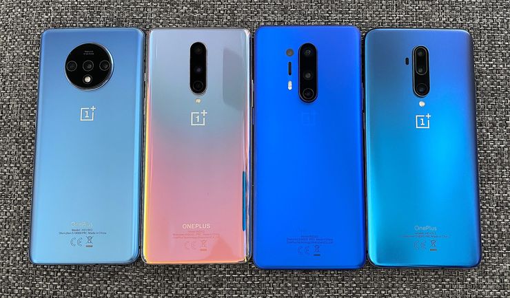 OnePlus 7T, OnePlus 8, OnePlus 8 Pro ja OnePlus 7T Pro.