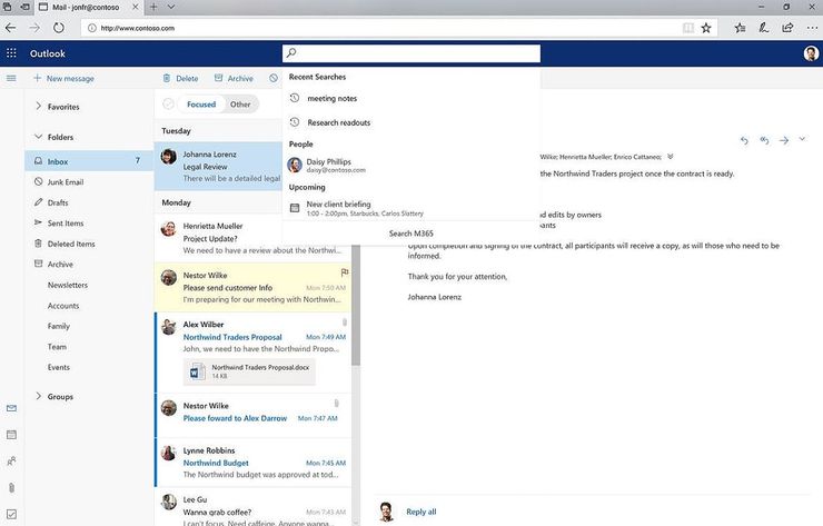 Myös hakutoiminto päivittyy Officessa ja Outlookissa.