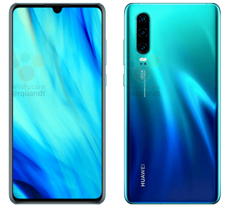 Huawei P30 virallisessa vuotaneessa WinFuture.den julkaisemassa kuvassa.