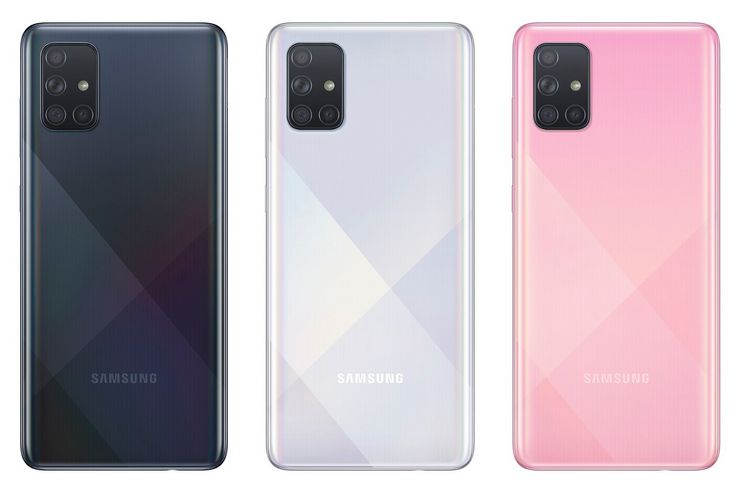 Samsung Galaxy A71:n värivaihtoehtoja.
