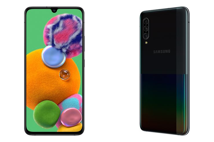 Samsung Galaxy A90 5G:ssä on 6,7 tuuman Super AMOLED -näyttö ja kolme takakameraa.