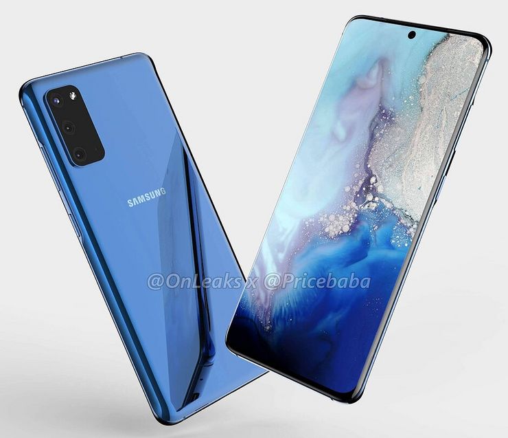 Samsung Galaxy S11e:n / S20:n mallinnos. Kuva: OnLeaks / Pricebaba.