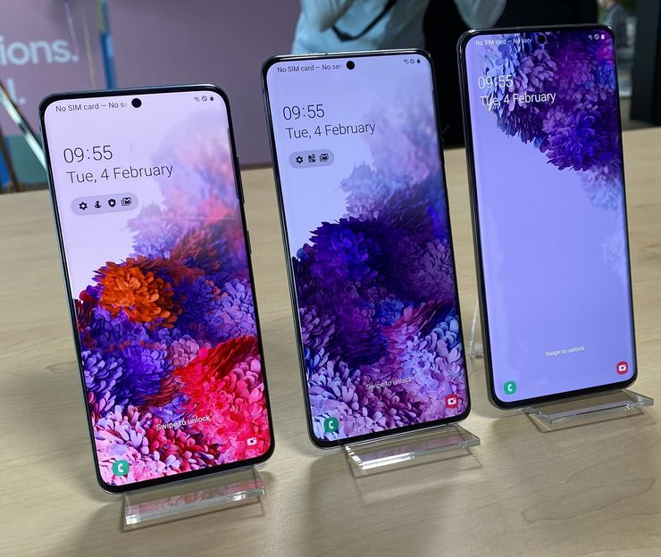 Samsung Galaxy S20, Galaxy S20+ ja Galaxy S20 Ultra.