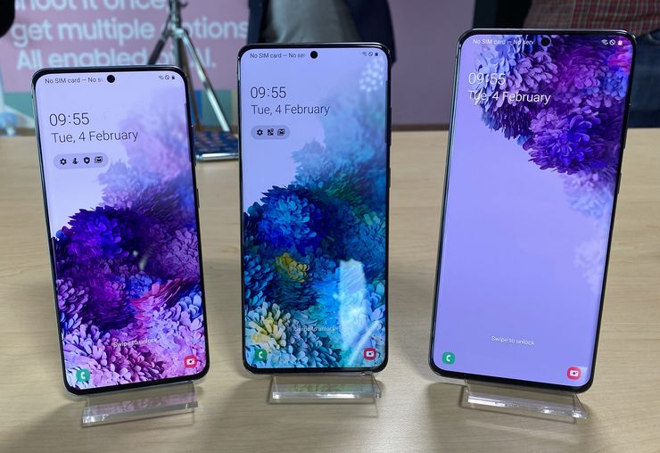 6,2, 6,7 ja 6,9 tuumaa ovat Galaxy S20:n, Galaxy S20+:n ja Galaxy S20 Ultran näyttöjen koot.