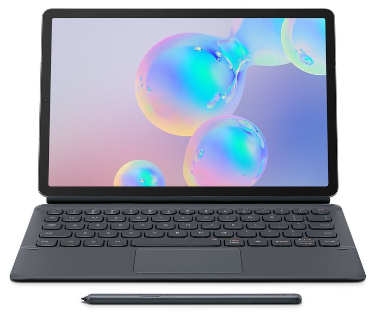 Galaxy Tab S6 yhdessä erikseen myytävän Book Cover Keyboard -näppäimistön kanssa.