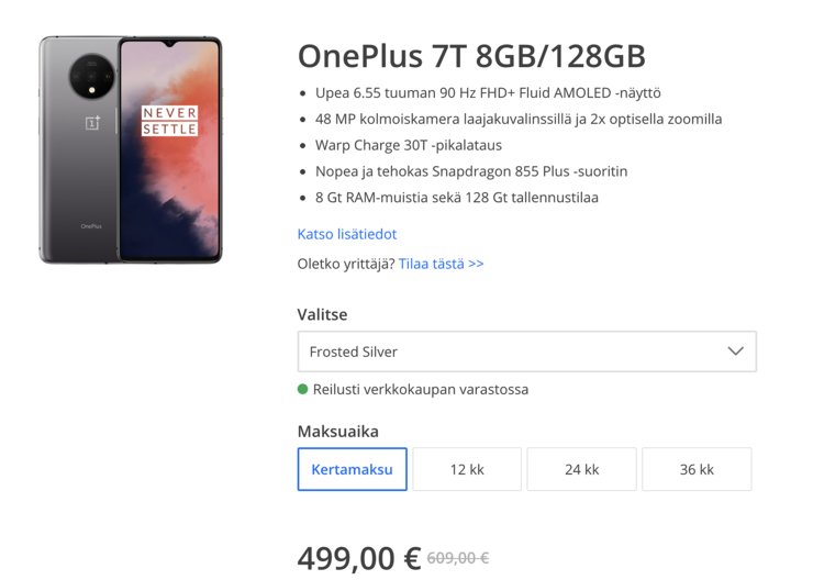Tuore OnePlus 7T oli merkittävässä Black Friday -alessa.