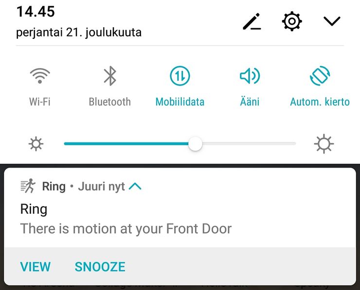 Liikettä havaitessaan Video Doorbell 2 lähettää käyttäjälle ilmoituksen.