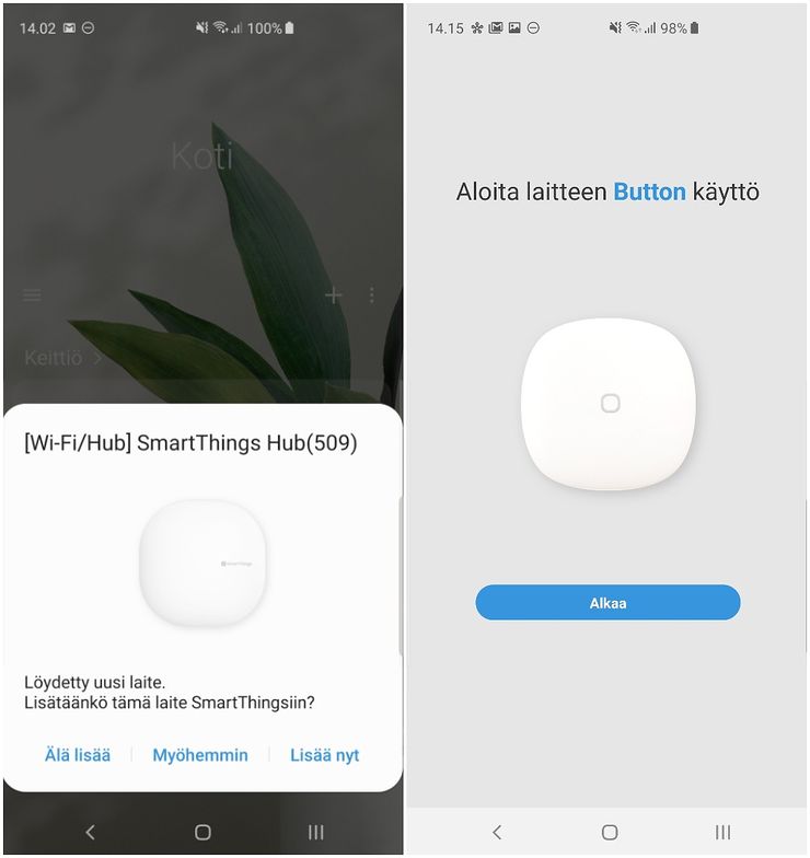 Eri SmartThings-laitteiden käyttöönotto sujui erittäin joutuisasti, ja kaikki laitteet tuli asennettua vain reilussa vartissa.