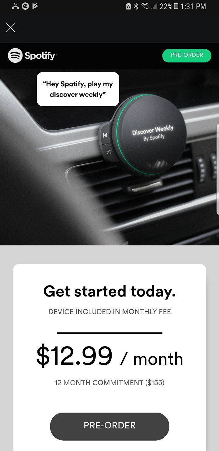 Spotifyn laite on paljastunut osalle käyttäjistä esitetyistä testimainoksista.