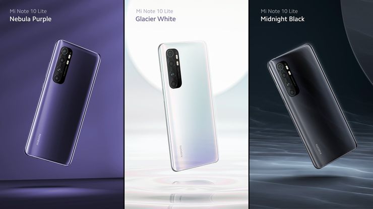 Xiaomi Mi Note 10 Liten värivaihtoehdot.