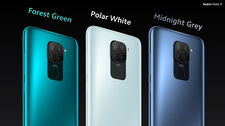 Redmi Note 9:n värivaihtoehdot.