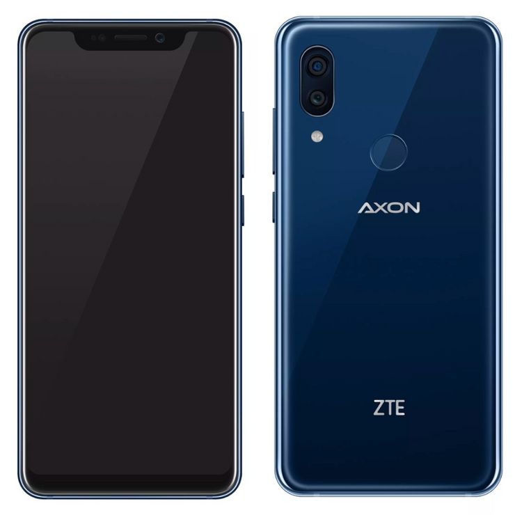 ZTE Axon 9 Pro edestä ja takaa. Myös näytön alapuolella on hieman reunusta.