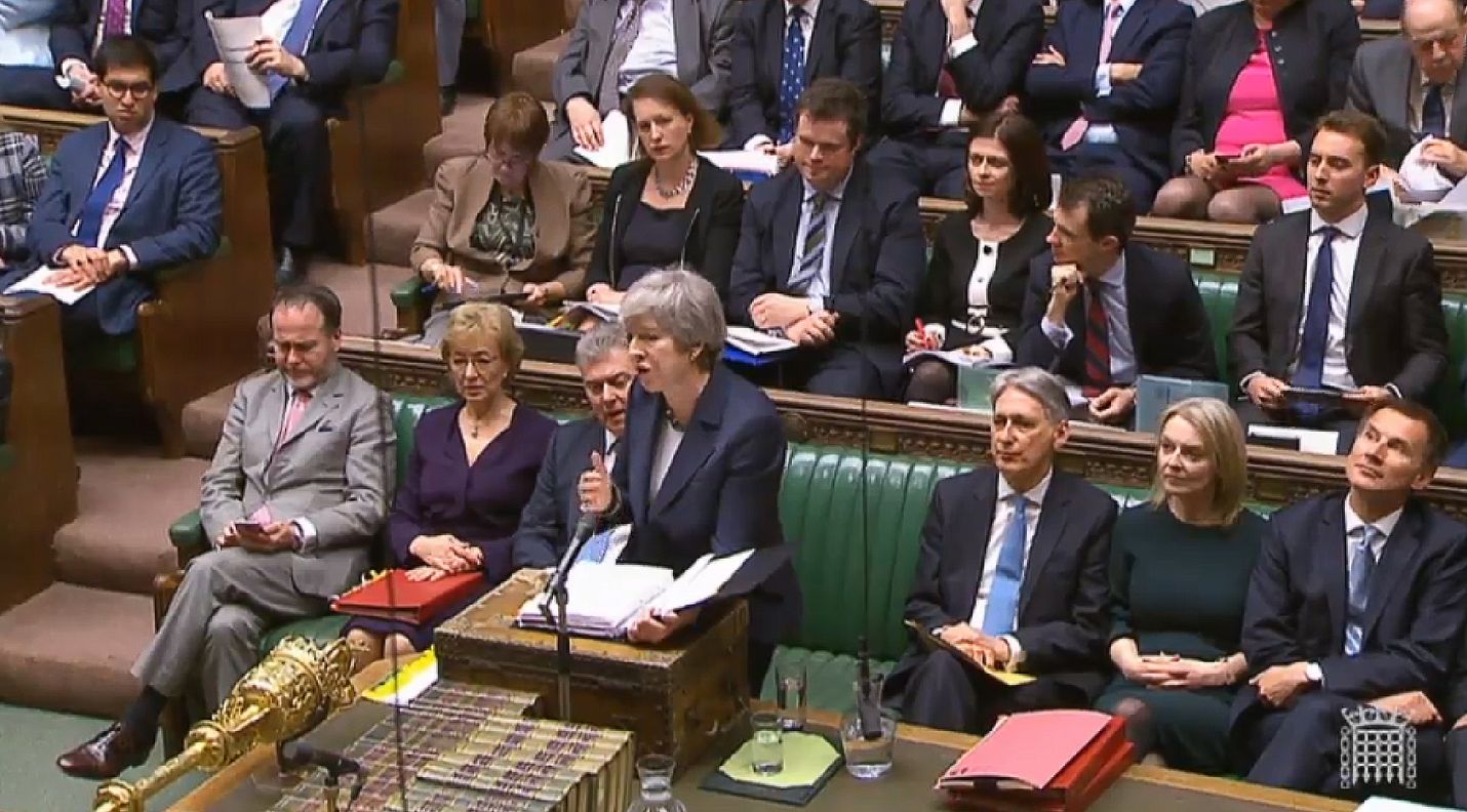 Pääministeri Theresa May puhui Britannian parlamentille keskiviikkona.
