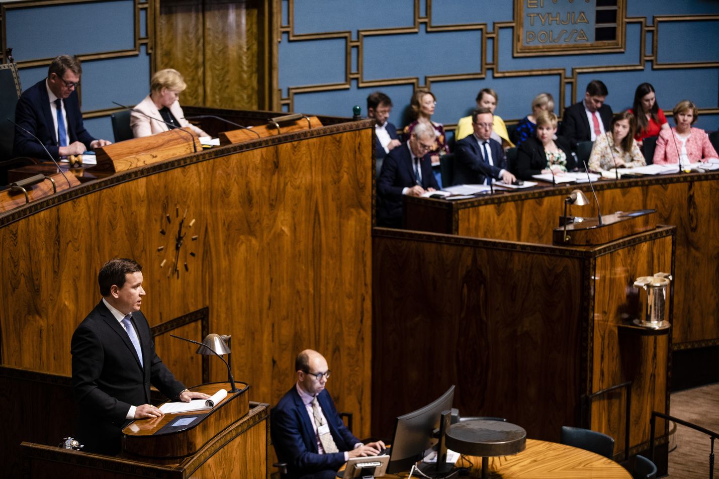 Eduskunnassa käytiin läpi hallitusohjelmaa tiistaina ja keskiviikkona. Torstaina äänestettiin. Arkistokuva tiistailta.