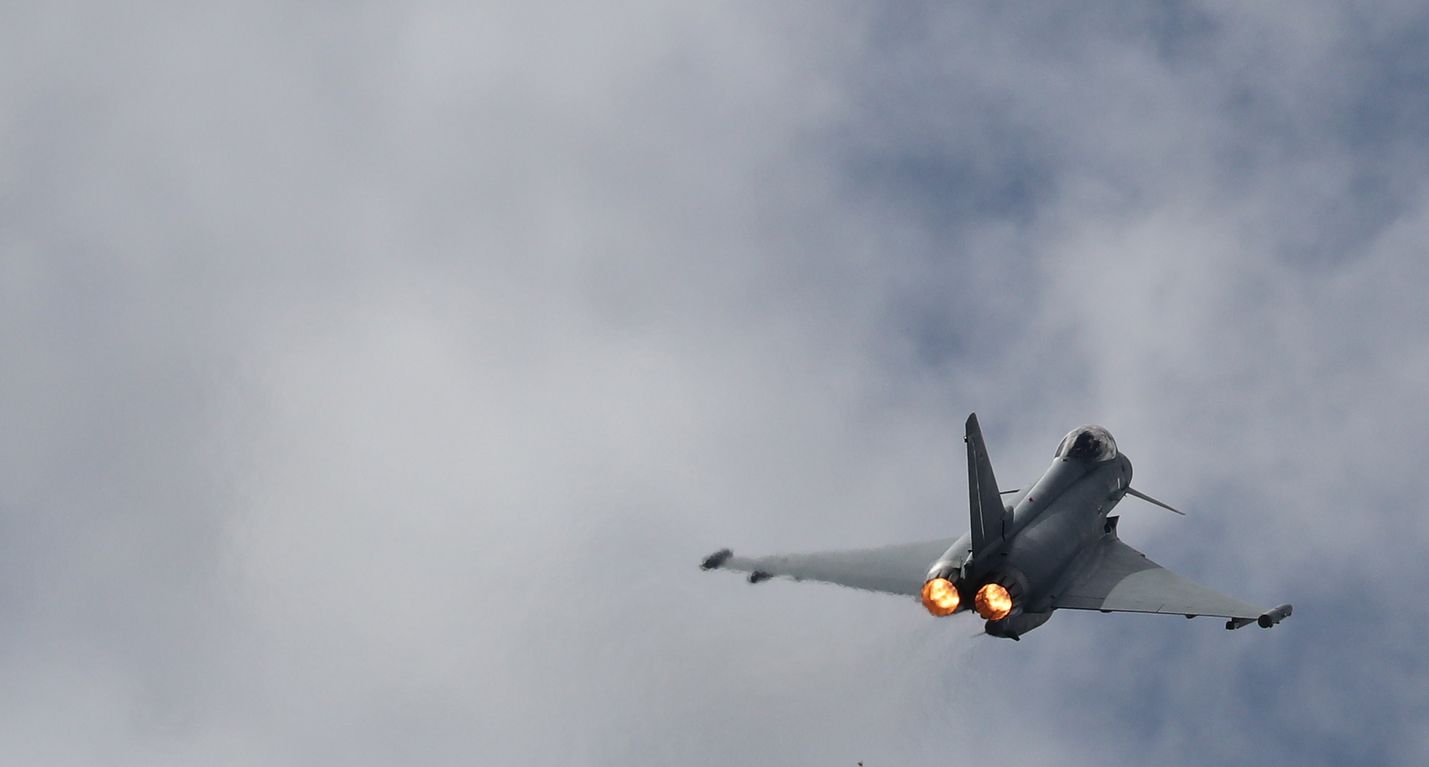 Saksan, Iso-Britannian, Italian ja Espanjan yhteisenä hankkeena kehitetty Eurofighter Typhoon oli ensimmäistä kertaa taistelukäytössä Libyassa vuonna 2011. Arkistokuva.